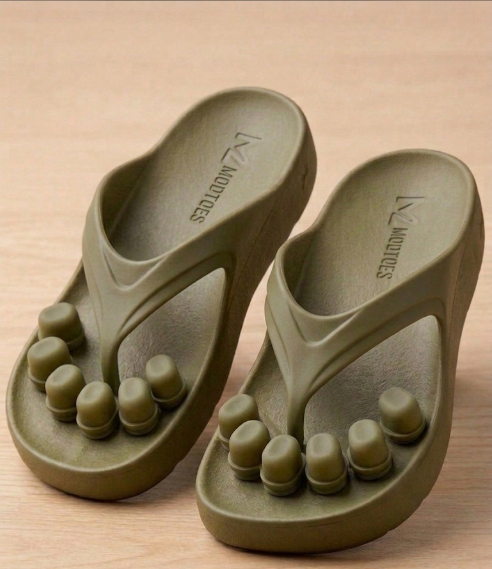 Workbench shot of MODTOES sole prototypes being cut and fitted with modules during development